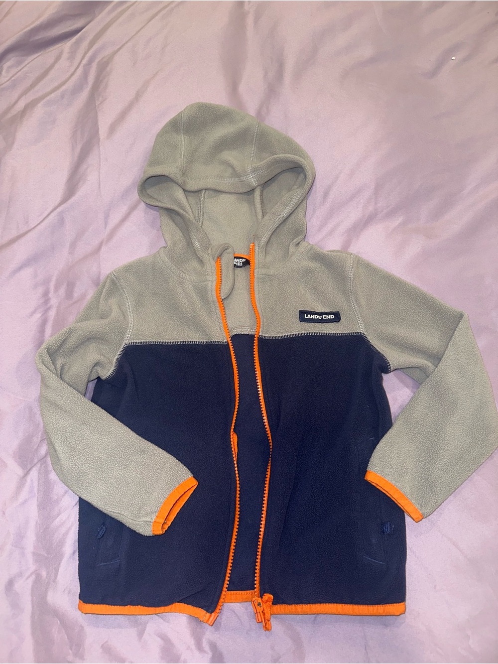 Lands' End Kids Boys Hooded Fleece Full Zip Sweatshirt